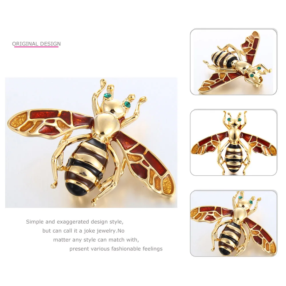 MloveAcc эмалированная брошь в виде шмеля с зелеными кристаллами животного заколка