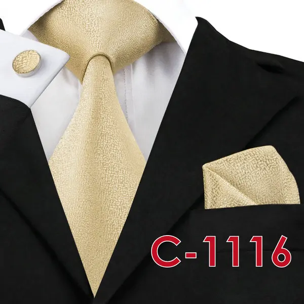 C1116 C-1116, модный мужской галстук, набор, золотой, снежный, для шеи, галстук, карманные, квадратные, запонки, 8,5 см, Классические жаккардовые шелковые галстуки для мужчин, костюмы, корбаты - Цвет: C1116