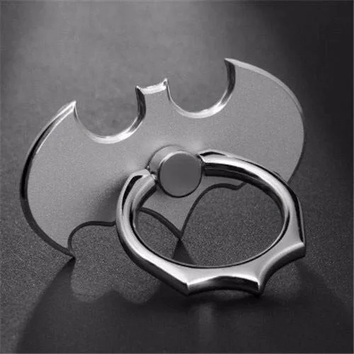 Silver Роскошные Бэтмен Алюминий Металл Универсальный палец кольцо смартфон мобильный телефон ручной настольная подставка для iPhone 6 Xiaomi mi8 держатель - Цвет: Silver