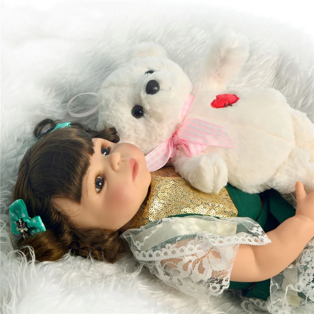 55cm Full Silicone Body Reborn Baby Doll Toy For Girl Vinyl Newborn Princess girl Bebes reborn Accompanying Birthday Gift | Игрушки и