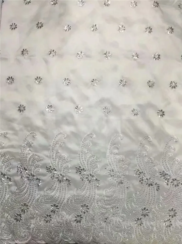 Африканская Джордж кружевная ткань с блузкой новая расшитая блестками Шелковая 2