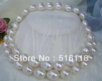 

Free Shipping huge 35"11-14MM SOUTH SEA WHITE PEARL NECKLACE 14k Gold Clasp