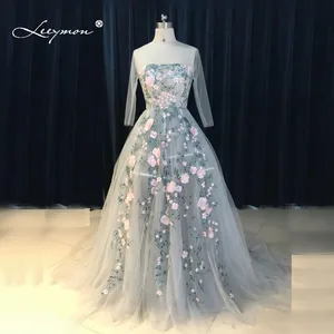 Leeymon, реальные фотографии, вышивка, вечернее платье 2020, женское вечернее платье без бретелек, романтичное платье для выпускного вечера, RE41