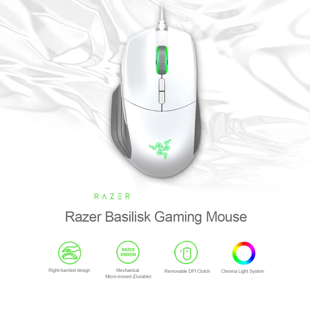 Игровая мышь razer Basilisk 16000 dpi оптический сенсор Chroma RGB Освещение 8 программируемых кнопок настраиваемое сопротивление прокрутки