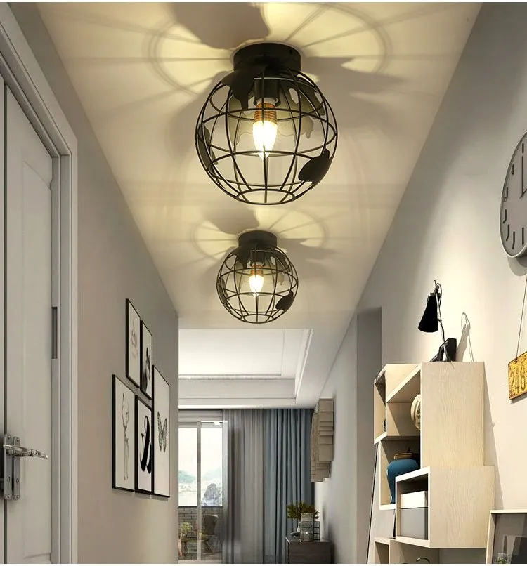 Vintage Industrial Round earth luster Ceiling Lamp Edison Light E27 Holder Iron Restaurant Bar Attic Lights | Лампы и освещение