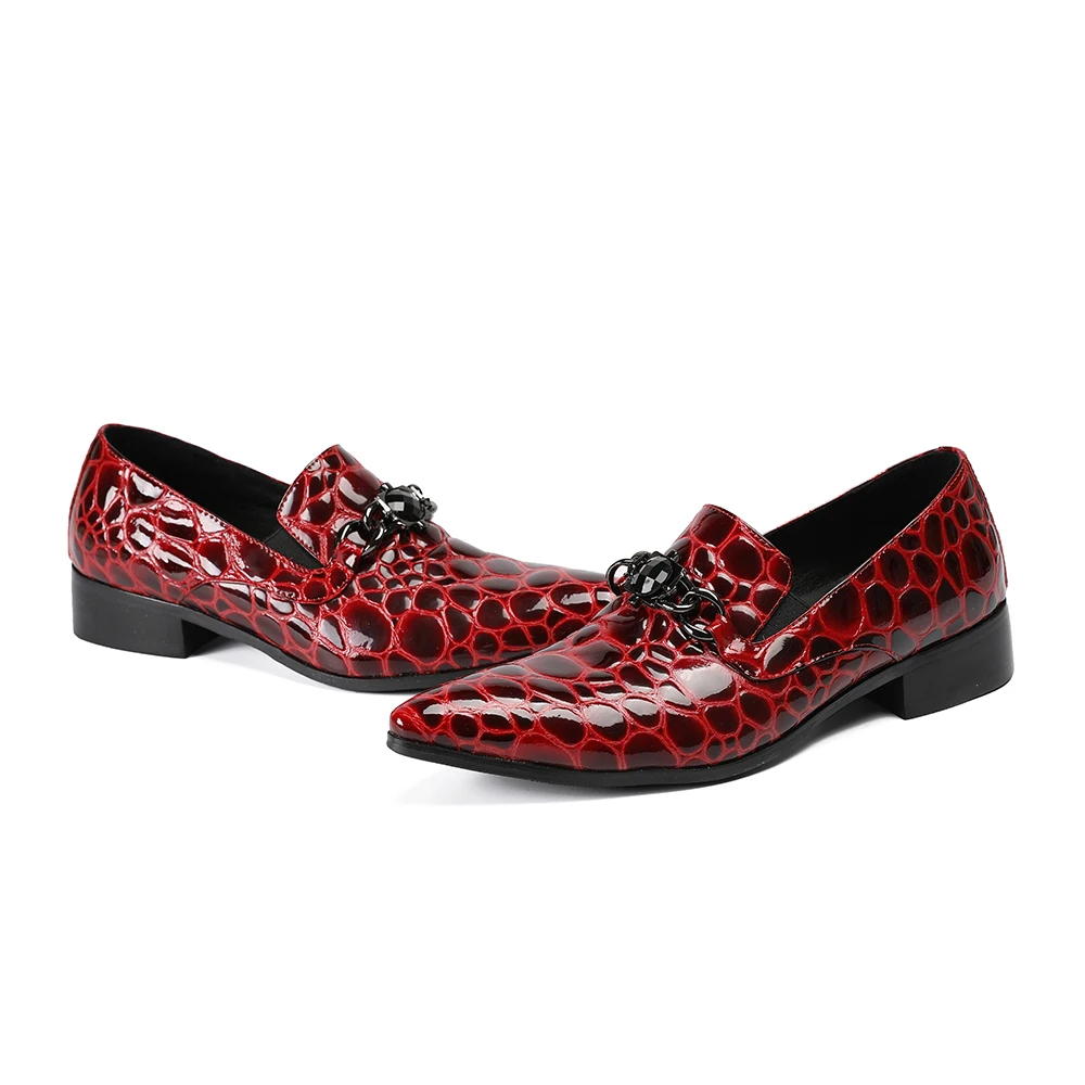 Zobairou zapatos hombre vestir/красные Дизайнерские мужские туфли оксфорды из лакированной