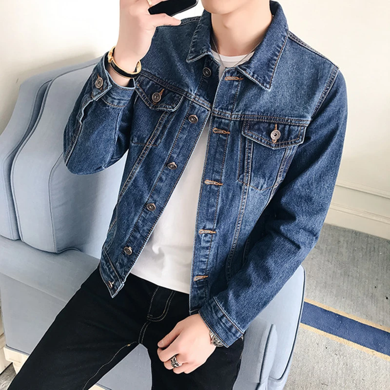 Новая мужская джинсовая рубашка повседневная приталенная с длинным рукавом