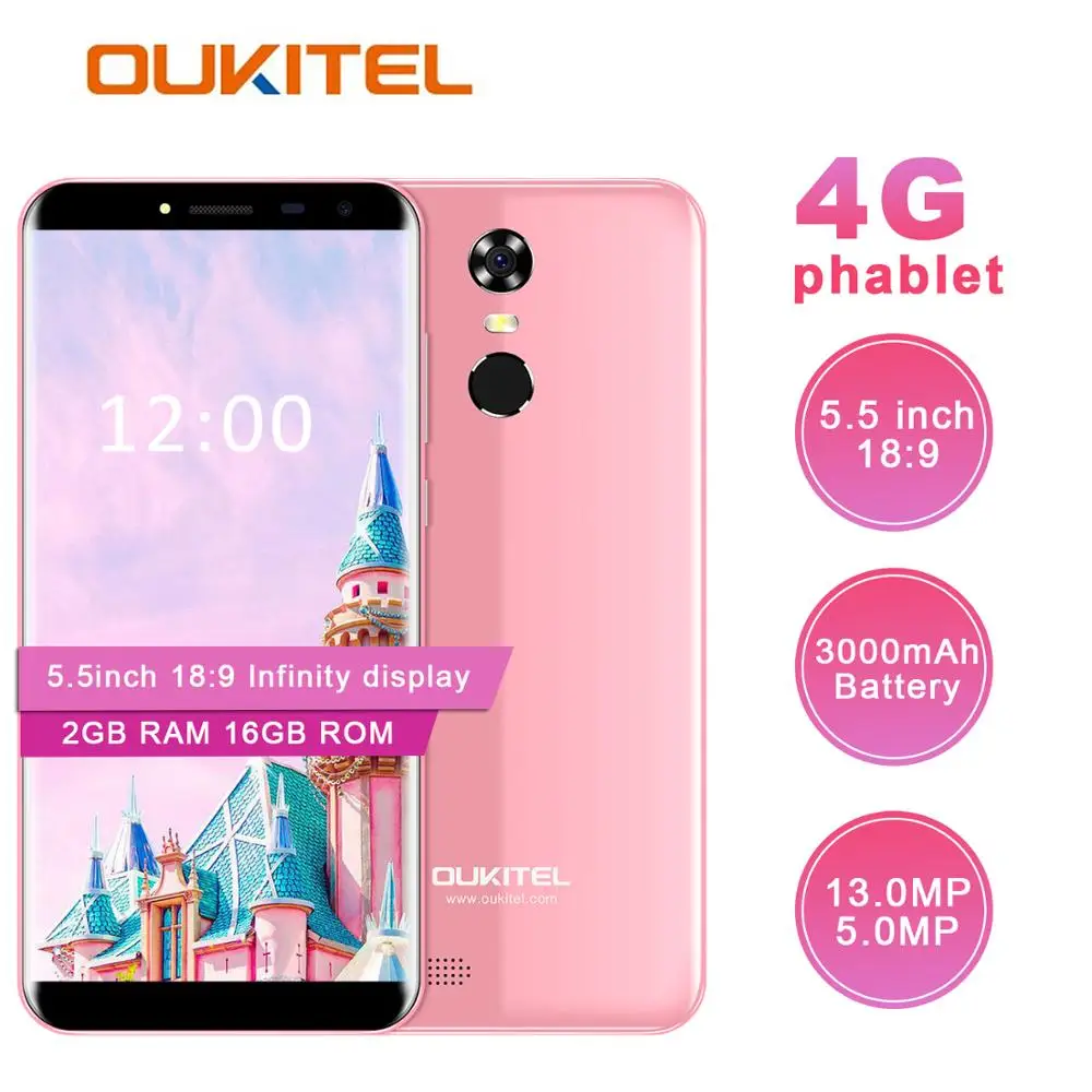 Oukitel C8 4g 18:9 Дисплей 5 &quotСмартфон Android 7 0 Mt6737 4 ядра 3000 мАч 2 ГБ + 16 Гб отпечатков
