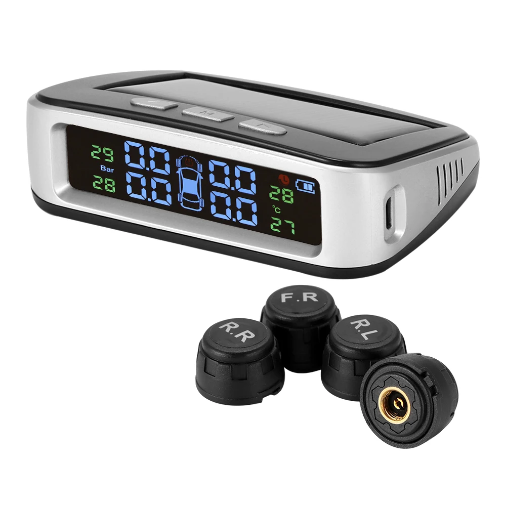 Беспроводная автомобильная система контроля давления в шинах TPMS ЖК дисплей на