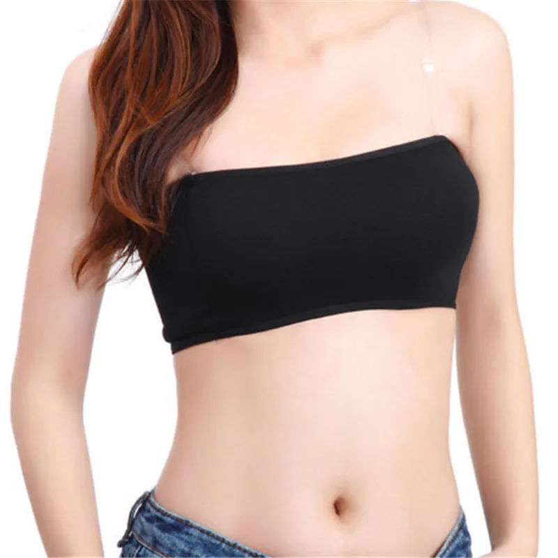 Модные, пикантные Для женщин однотонные Bandeau бесшовный безопасности бюстгальтер трубки с пуш-апом, топ на бретелях без бретелек стрейч