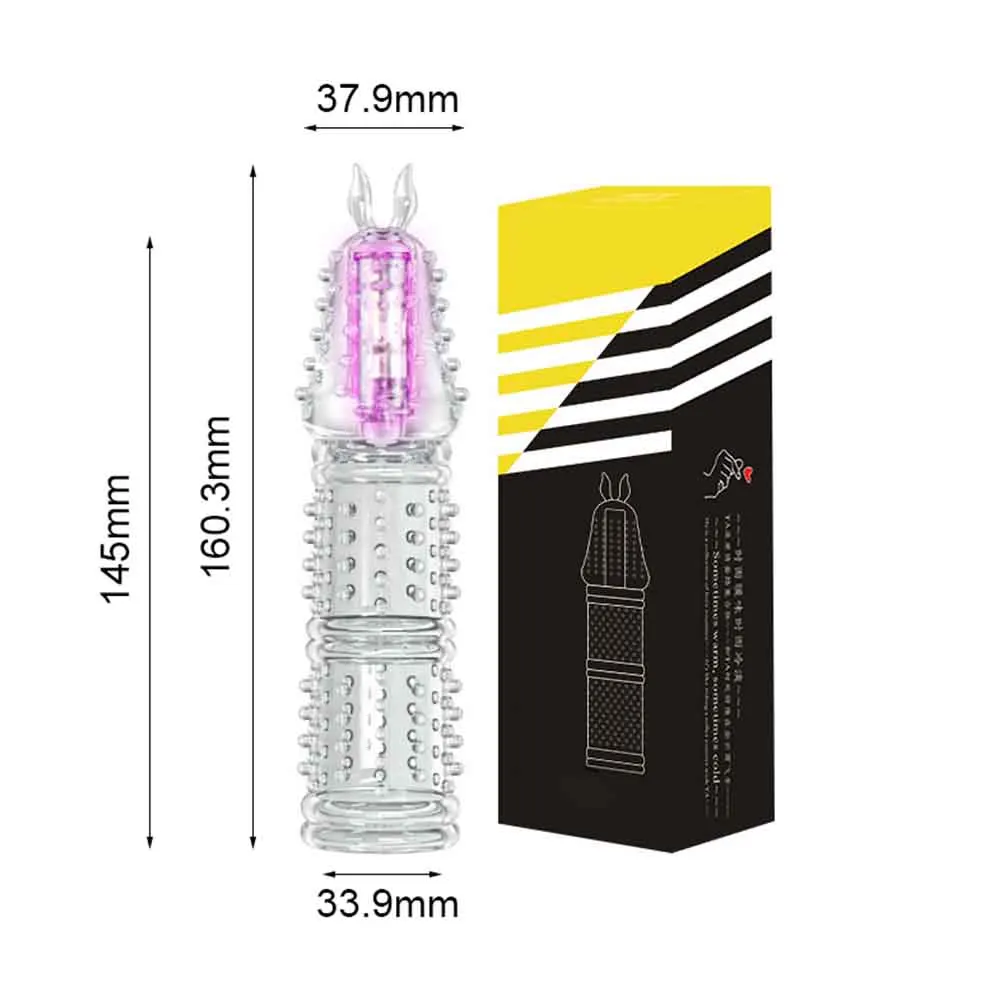 Silicone Condoms crystal Big Particle 3D Dotted Vibrating Enlargement Penis stimulate G-Spot Reusable Sleeve | Красота и здоровье