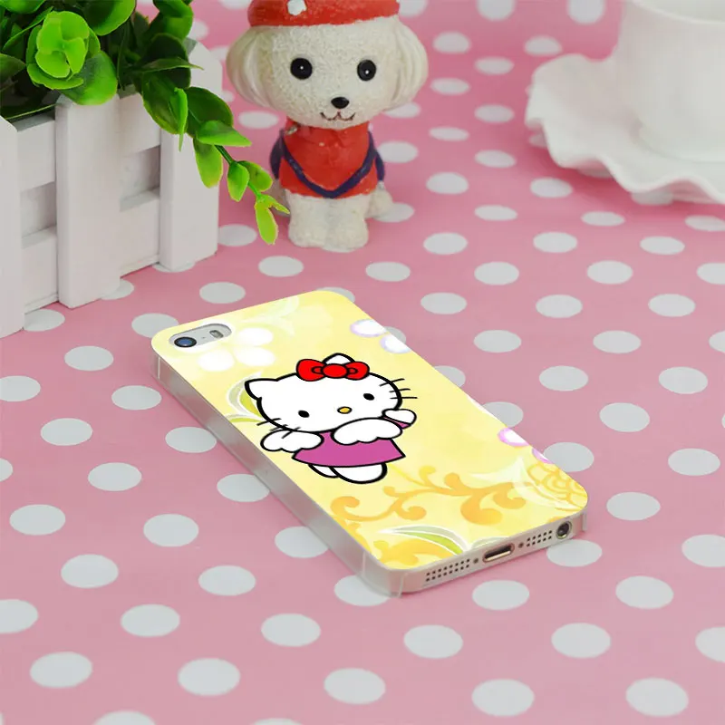 B1671 Hello Kitty Прозрачный Жесткий Тонкий Case Cover For Apple iPhone 4 4S 5 5S SE 5C 6 S Плюс s |