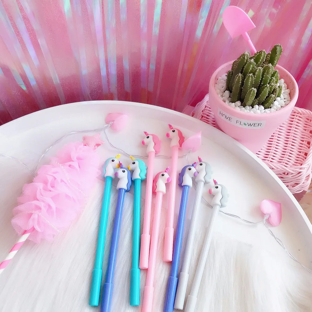 Кавайная гелевая ручка с единорогом шариковая школьные и офисные принадлежности