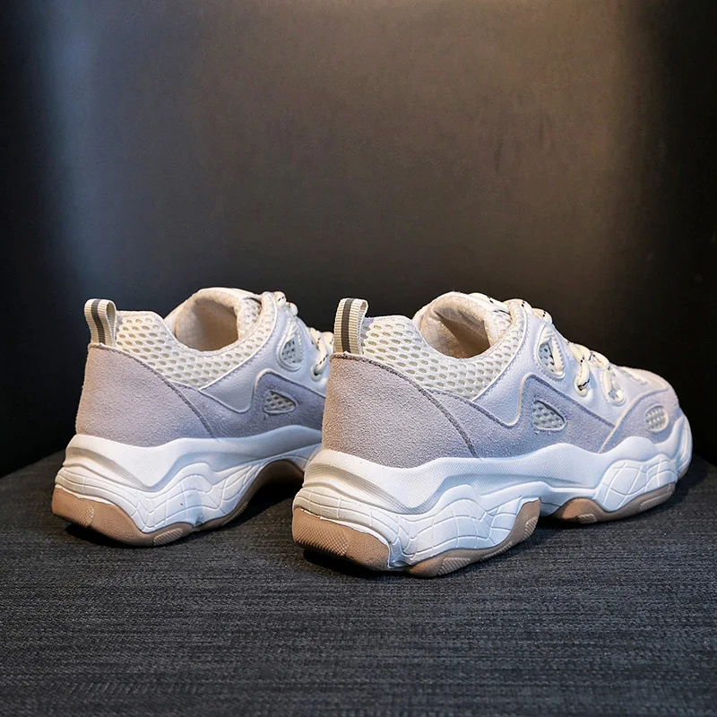 Женские кроссовки на массивном каблуке цвет белый розовый обувь для бега 5 см