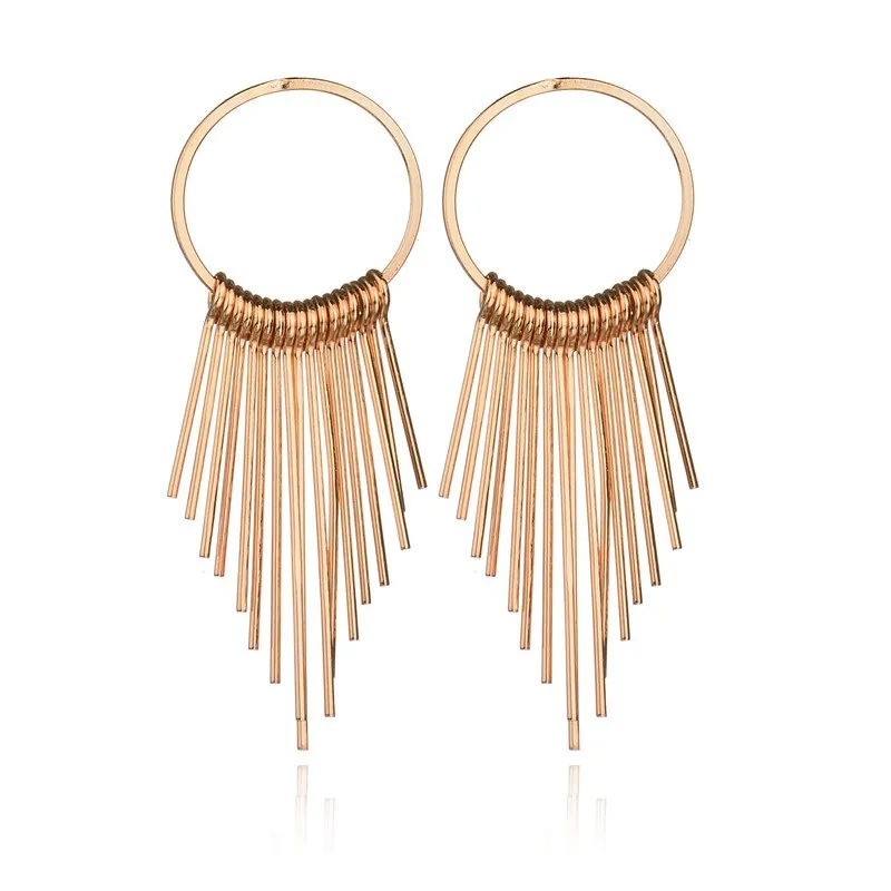 gold color rivet tassel punk metal fashion nightclub Stud Earring Women | Украшения и аксессуары