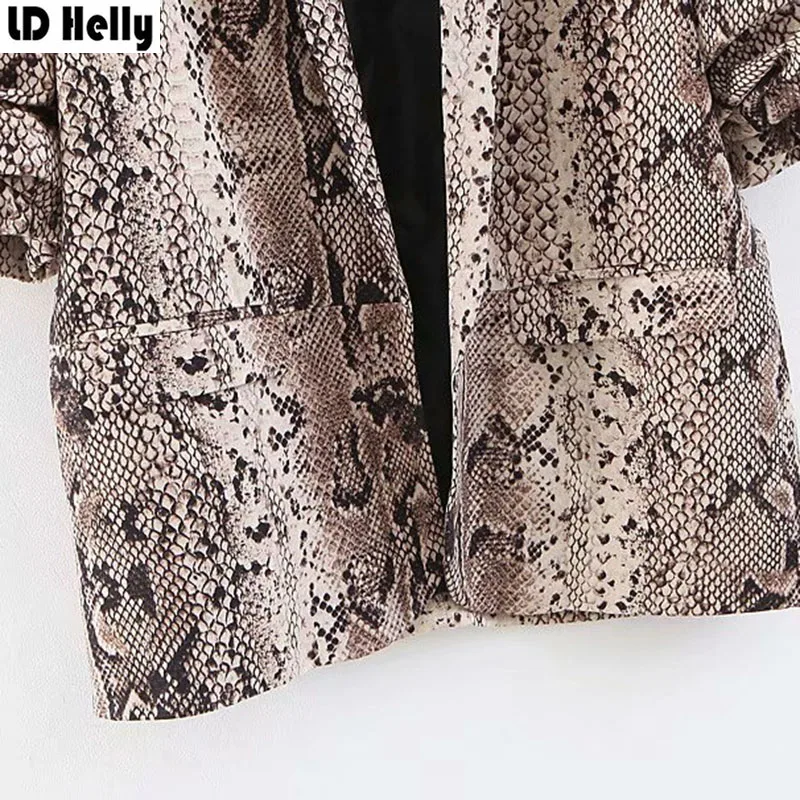 LD Helly винтажные женские блейзеры со змеиным принтом модная офисная куртка с