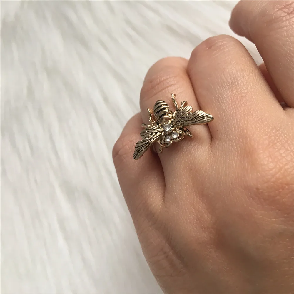 Модное женское Кольцо Античное позолоченное кольцо пчела для женщин и девушек