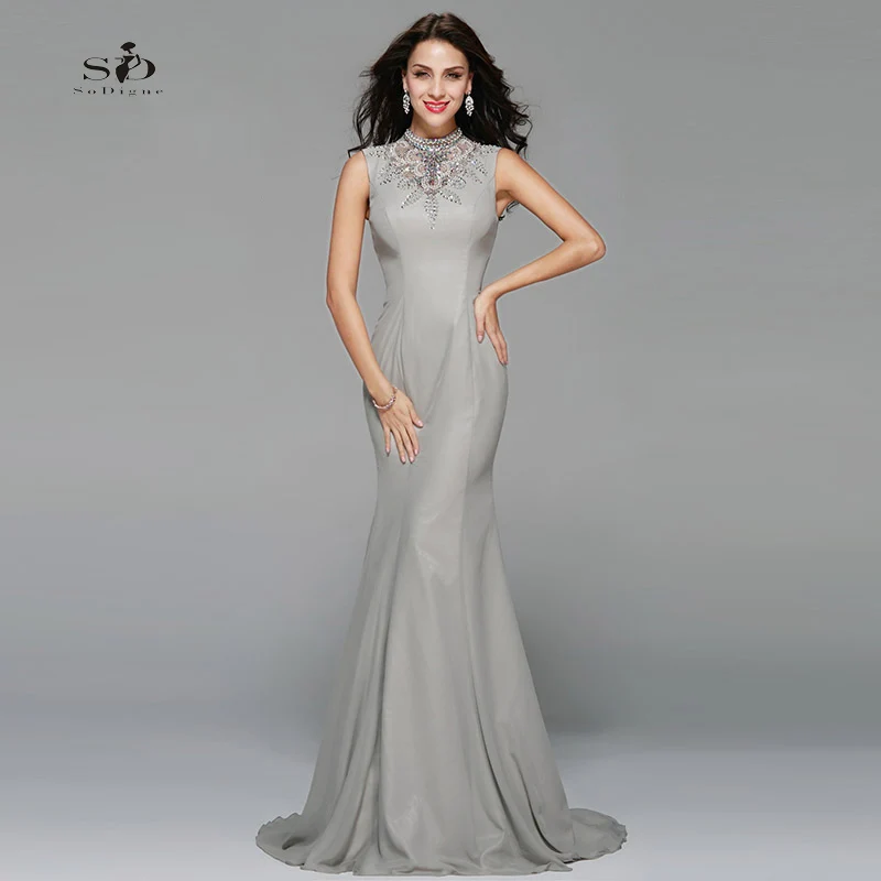Вечернее платье 2018 SoDigne Расшитое бисером Стразы Royalty Vestidos De Noche Largos Русалка
