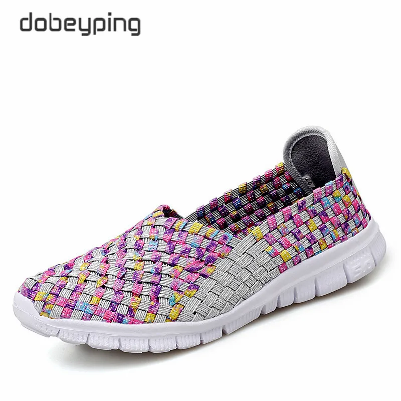 Summer Women Shoes Breathable Woman Mesh Sneakers Female Ballet Flats Women's Slip On Loafers Multi Colored Woven Footwear 2019