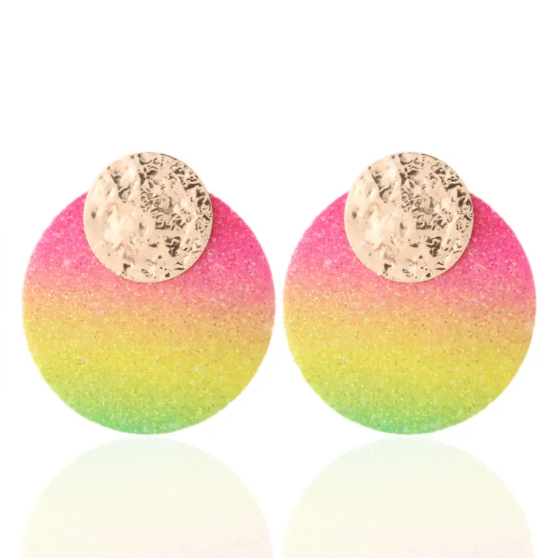 rainbow yellow NeeFu WoFu точка флуоресцентная кожа серьги с тигром змея медь для женщин Brinco Oorbellen модные ювелирные изделия оптом - Окраска металла: rainbow yellow