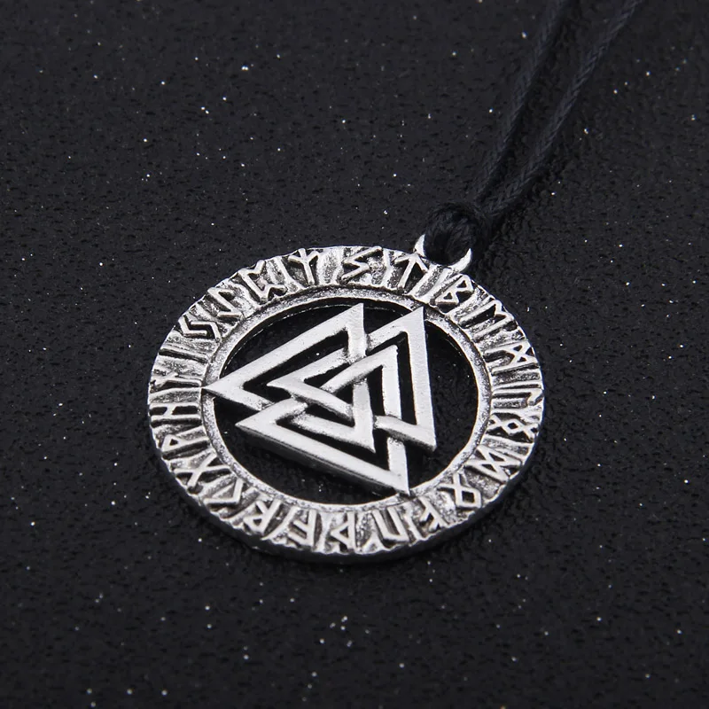 Винтажные славянские Мужские украшения Viking Valknut 24 нордические руны амулет