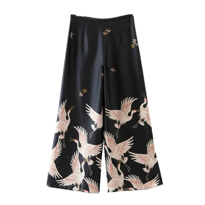 Брюки женские с широкими штанинами винтажные черные брюки до щиколотки