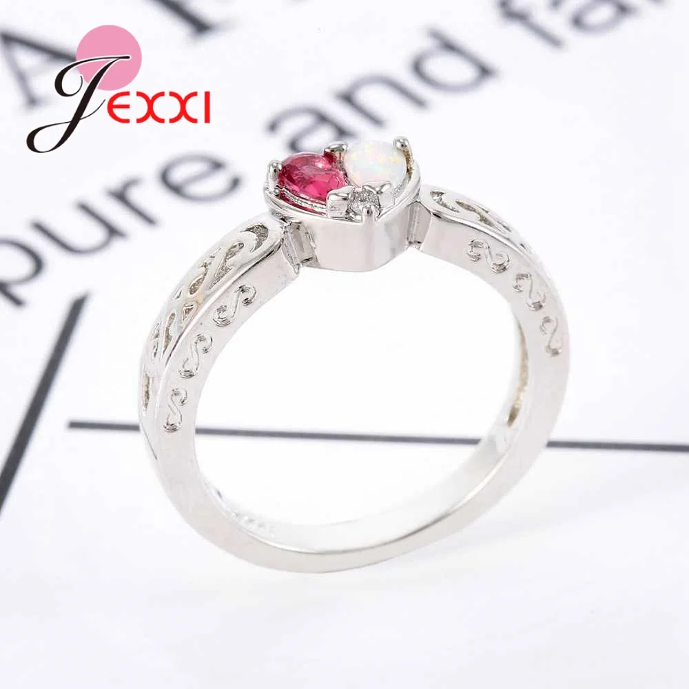

Romantic Heart Ring for Women Promise Love Gift Top Quality 925 Sterling Silverful Crystal Jewelry Wedding Bridal