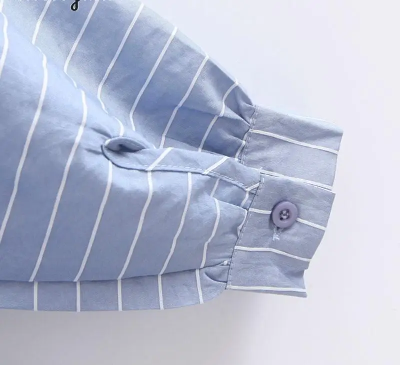 Женская блузка в полоску mэлегантная синяя Повседневная Блузка с рукавами