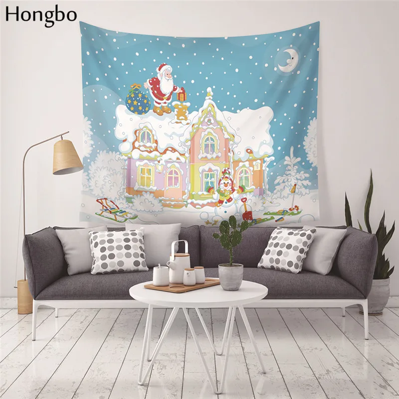 Гобелен Hongbo с принтом снежинок снеговик Санта-Клаус новый год Счастливого