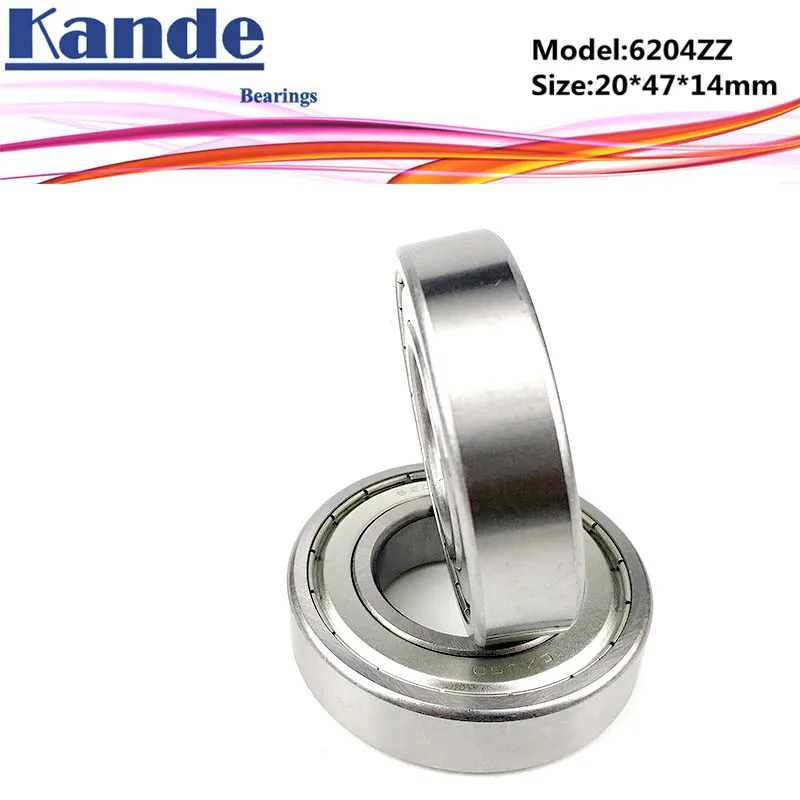 Kande 6204ZZ 2 шт ABEC-5 6204 ZZ Однорядный глубокий шаровой подшипник 20x47x14 мм 6204-2Z подшипник