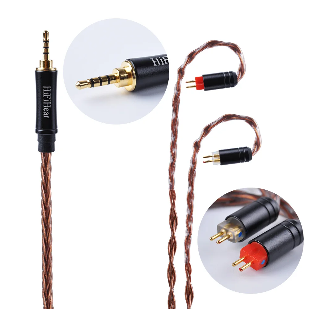 2PIN 2.5 AK HiFiHear 8 Core посеребренный Модернизированный кабель 2,5/3,5 мм сбалансированный кабель с MMCX/2pin разъем для ZS10 Pro TRN X6 - Цвет: 2PIN 2.5