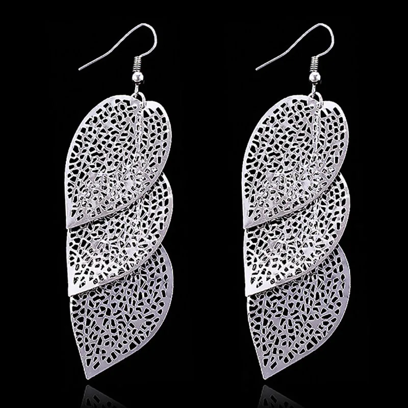 Многослойные Полые серьги с листьями длинные подвески большой кисточкой женские
