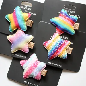 20 шт.лот, детская заколка для волос в форме звезд, красивая заколка для волос для девочек, блестящая заколка из искусственной кожи, разноцветные заколки для волос для девочек, головной убор для волос