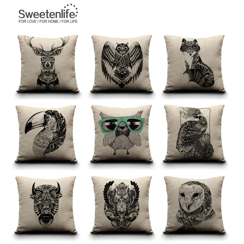 Sweetenlife S домашний декор Винтаж животных декоративные подушки 50*50 Подушка Чехол 2018