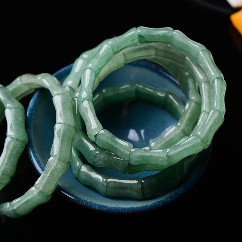 

1pcs Wholesale 100% Natural Chinese Jadeite Bracelet Bamboo Elastic line Bracelet