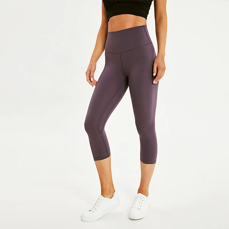 Purple Taupe Imlario эфирные укороченные штаны для тренировок с высокой талией, женские хлопковые мягкие спортивные Капри для фитнеса, Стрейчевые колготки для йоги, леггинсы для бега 7/8 - Цвет: Purple Taupe