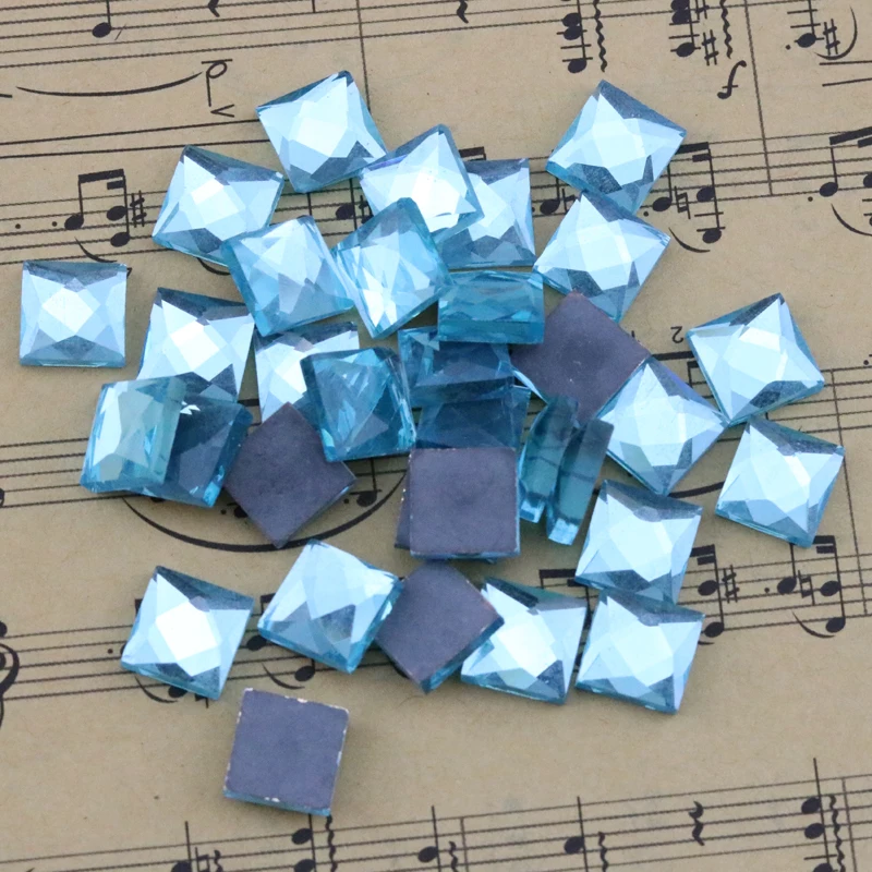 100 шт 6 мм квадратный бусы из стекла и камней с плоской клеящейся задней
