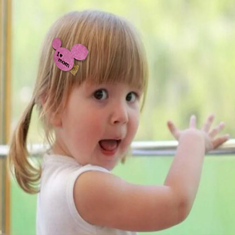 Заколка для волос I Love Mom фетровая заколка с розовыми блестками в форме животных
