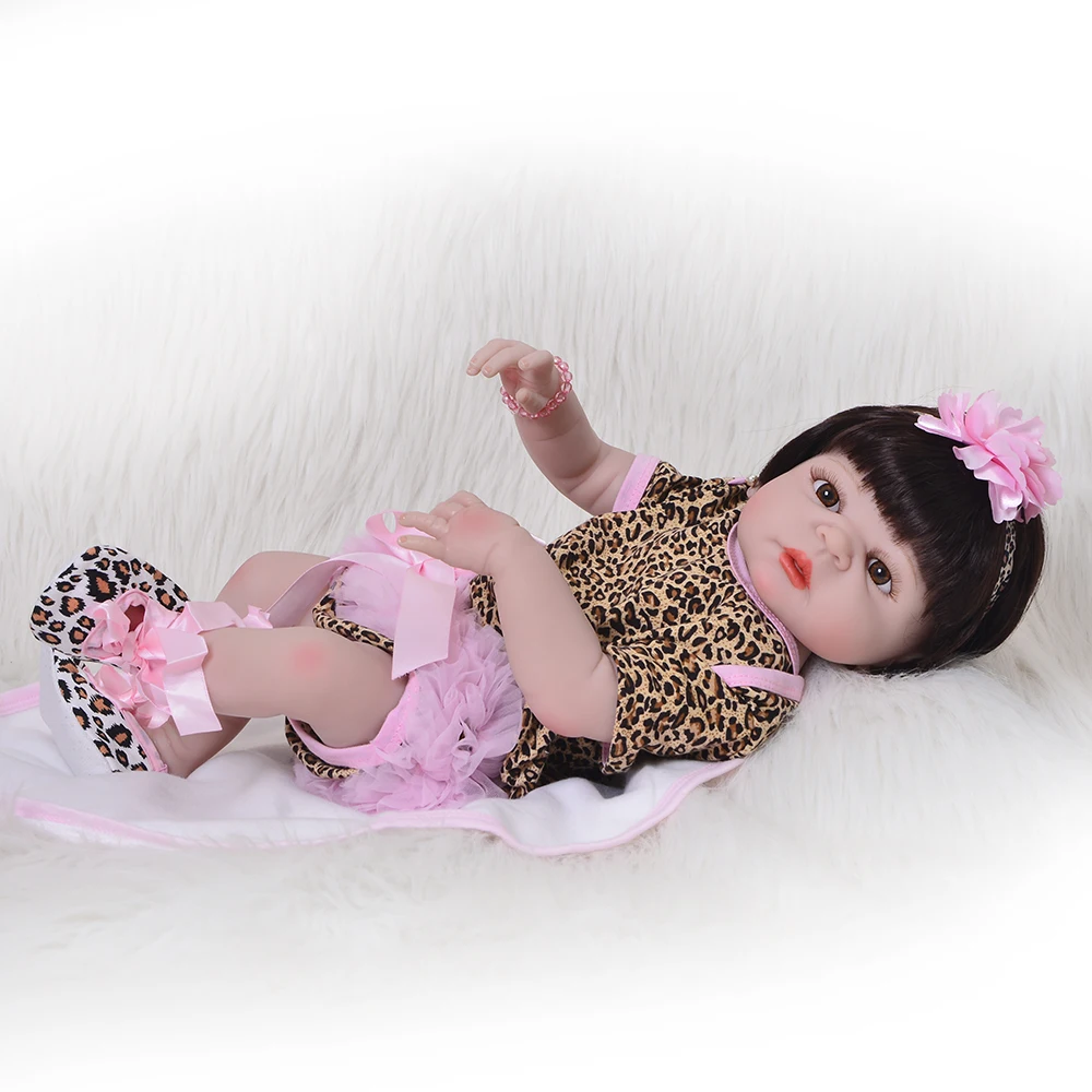 

Full silicone rebron baby doll realistic bebe girl reborn boneca princess toddler rebon doll 23" 57cm child gift toy dolls