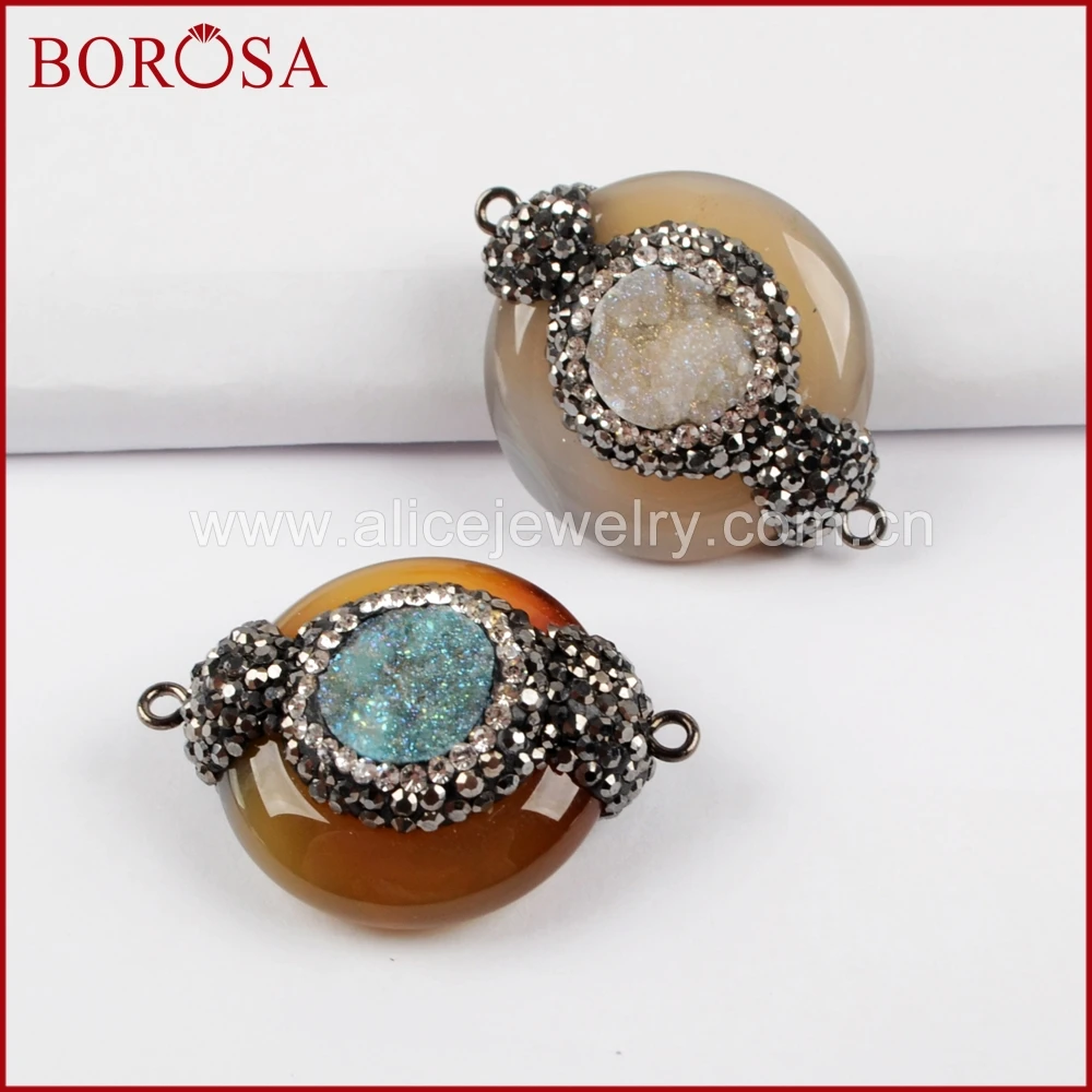 BOROSA 5/10 шт. круглый ворот ручной работы проложить природный кристалл с цирконами
