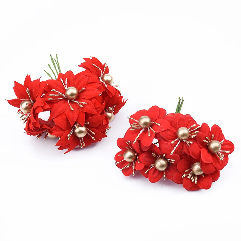 6pcs Decorative flowers wreaths christmas home decoration accessories scrapbook DIY Bridal wrist flower gifts artificial flowers