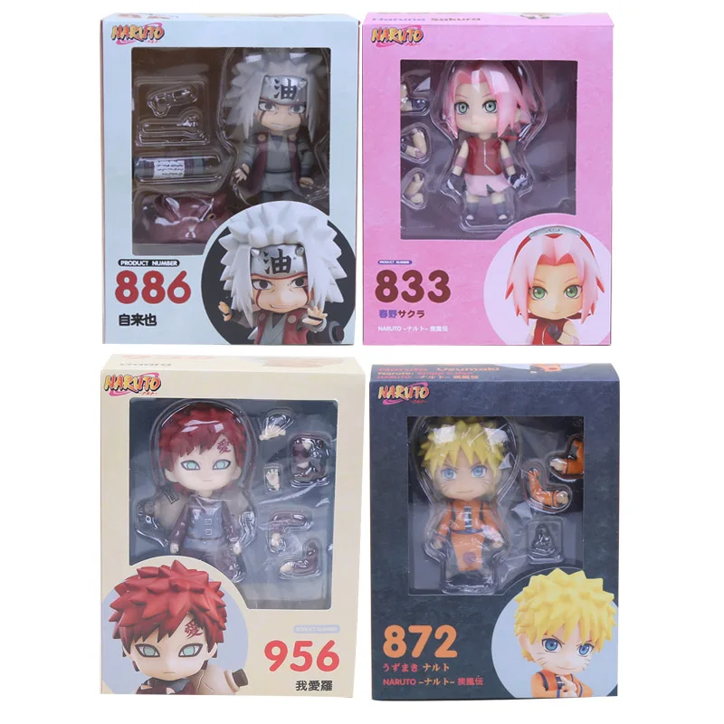 10 см Nendoroid Наруто фигурка Shippuden Haruno Sakura 833 Наруто 872 Jiraiya 886 Gaara 956 ПВХ фигурка модель игрушки - Цвет: 4pcs in box