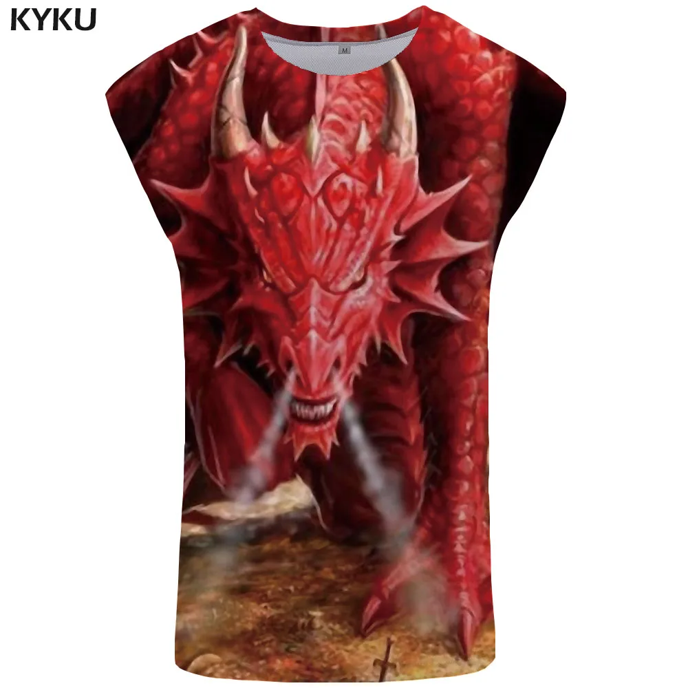 KYKU Dragon, майка для мужчин, животное, для мужчин, s, бодибилдинг, молния, жилет, горный, майка, цветная Стрингер, без рукавов, рубашка, Новинка