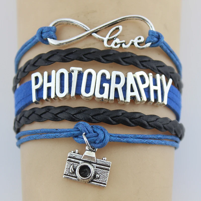 Браслеты для фотографии Infinity Love Кожаные плетеные браслеты ручной работы женщин и