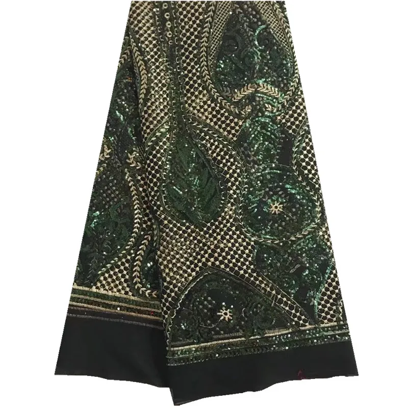 

Black New African Lace Fabrics 5 Yards French Net With Sequins Embroidery Nigerian Lace Fabrics Wholesale For Wedding Party 993B