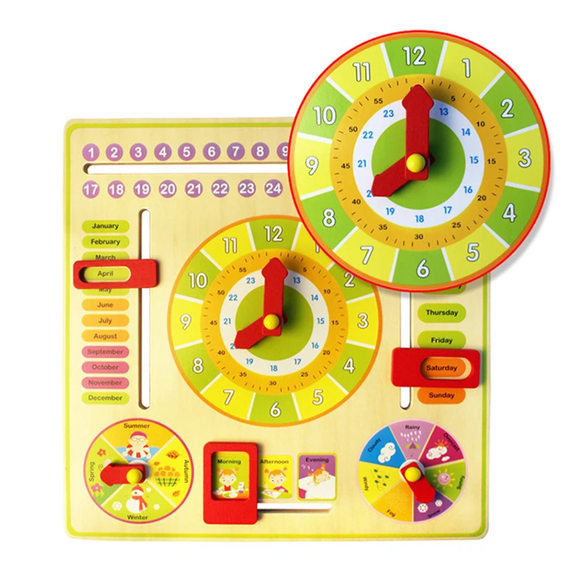 Календарь Часы Головоломка Детские игрушки мультфильм календарь и часы