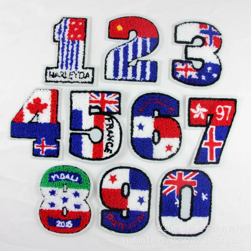 0-9 цифровой значок полотенце вышивка Горячая этикетка полоса патч одежда