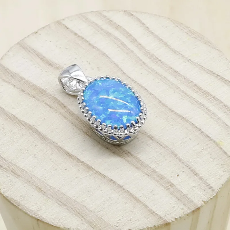 Blue White Opal Green Pink Zirocnia 925 Silver Necklace Pendant For Women 4 colors Gift Jewelry