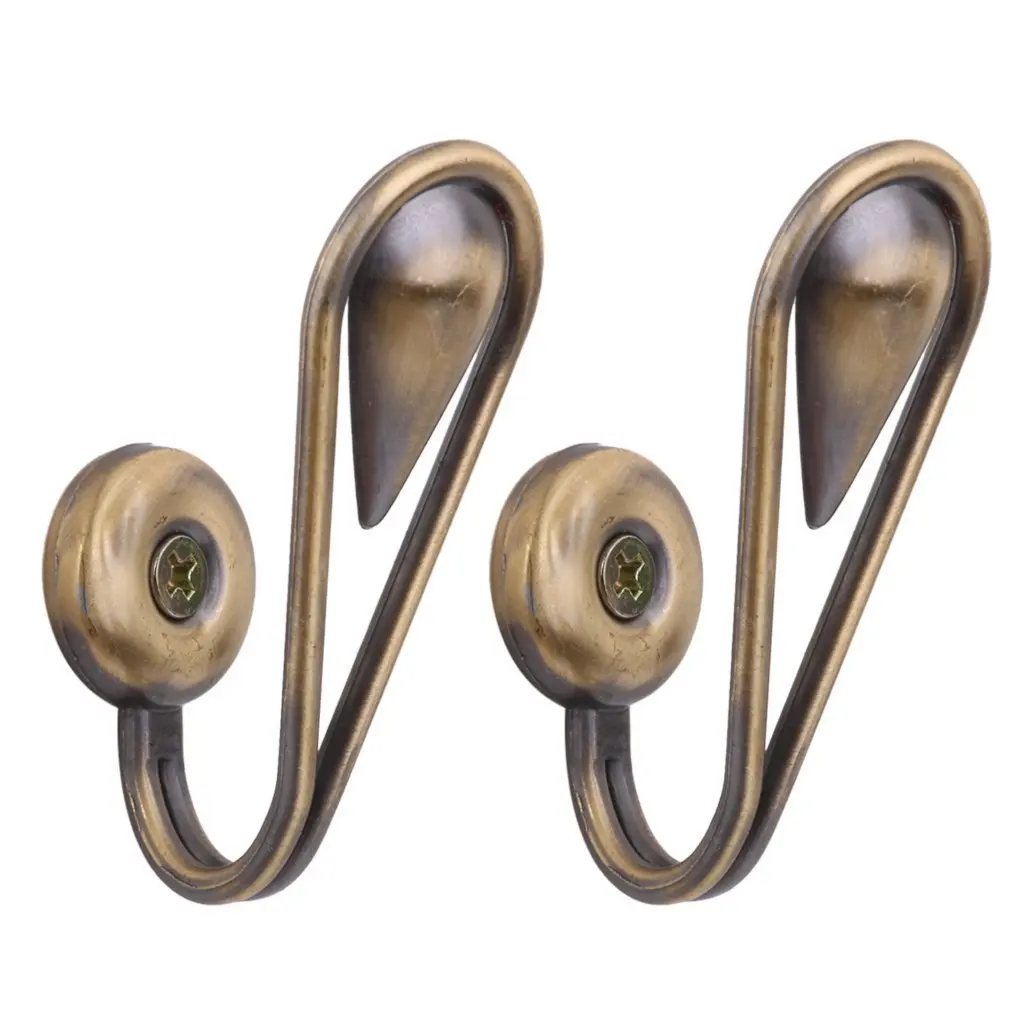 

1 pair of Tear Shape Vintage Alloy Curtain Holdbacks Tieback Hooks(Bronze)