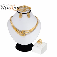 mukun women jewelry sets for wedding accessories african beads crystal pendant statement dress necklace earrings bracelet ring